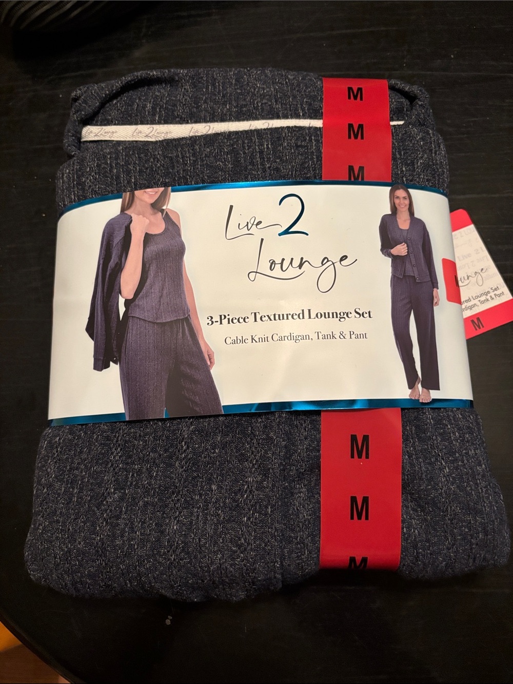 Live 2 Lounge Women's 3-Piece Textured Lounge Set - Dark Blue